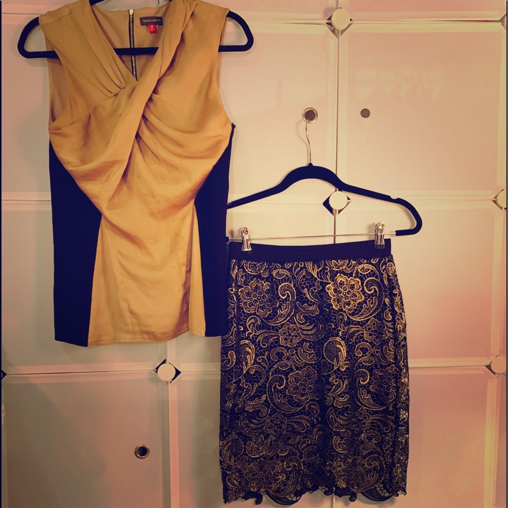 2 piece dressy top and lace bottom cocktail dress